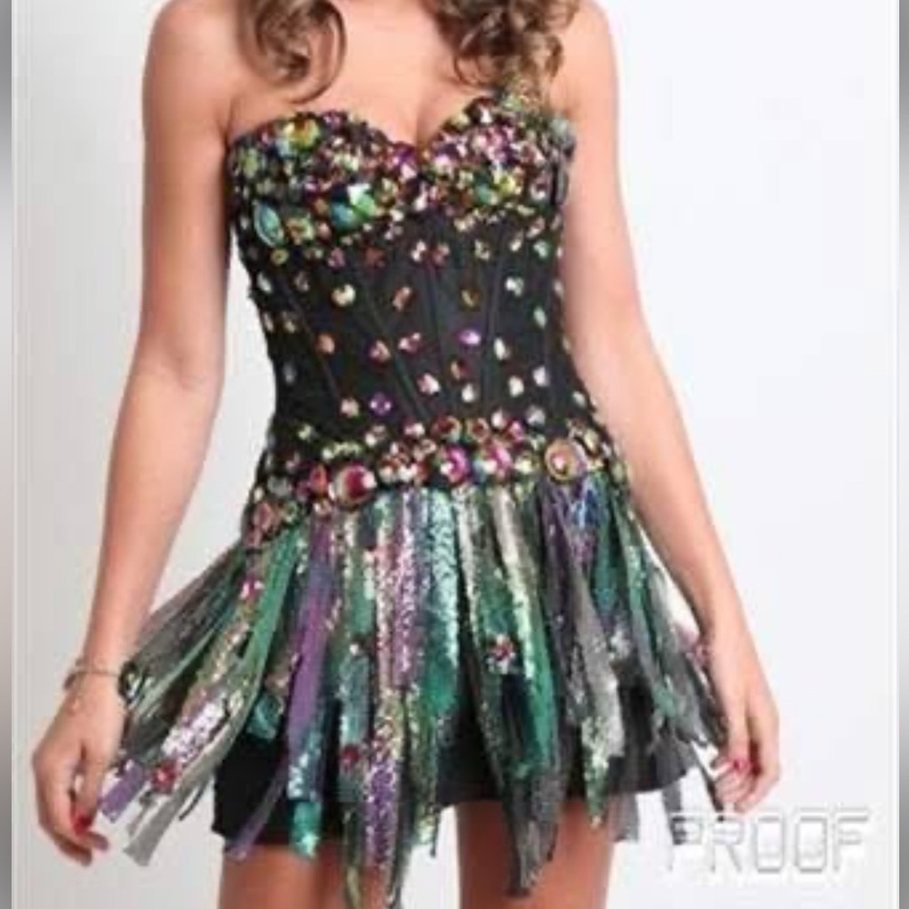 Sherri Hill Black and Multicolor Sequin Dress - Picture 5 of 8